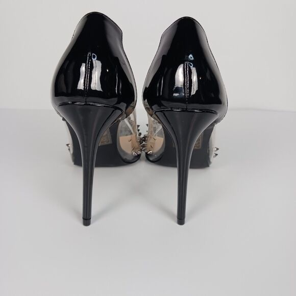 Yoki Heels Size 8.5 Black Transparent Stud Accent Stiletto - Picture 3 of 8